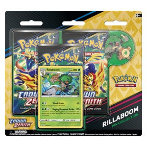 Pokemon Crown Zenith: Rillaboom Pin Collection 3-Pack Blister Englisch